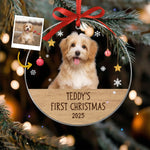Personalized Photo Dog's First Christmas Ornament