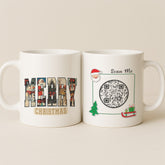 Merry Christmas Retro Collage Mug with Interactive QR Code