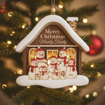 Personalized Family Snowman House Christmas 3 Layered Wooden Ornament