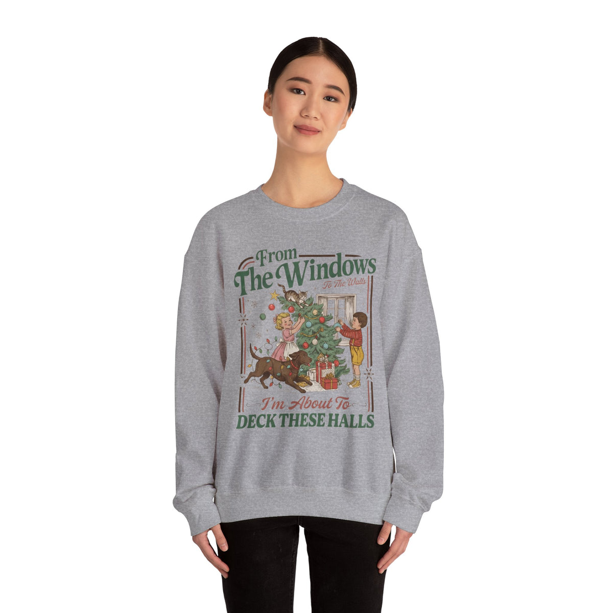 Vintage Christmas “Deck These Halls” Sweatshirt – From The Windows Holiday Crewneck