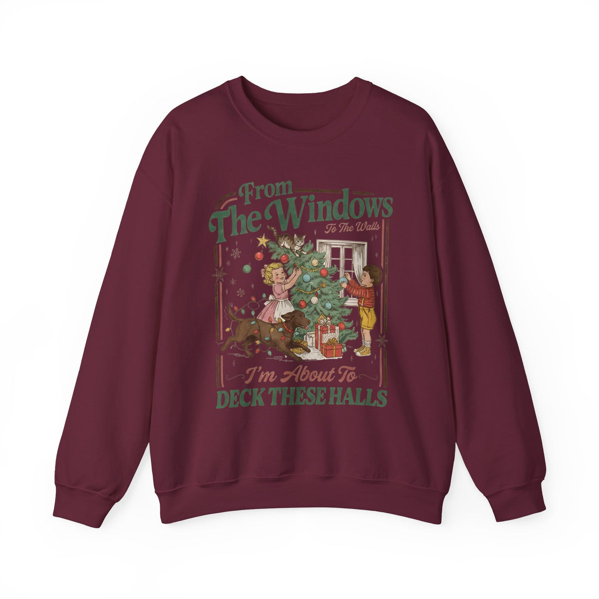 Vintage Christmas “Deck These Halls” Sweatshirt – From The Windows Holiday Crewneck