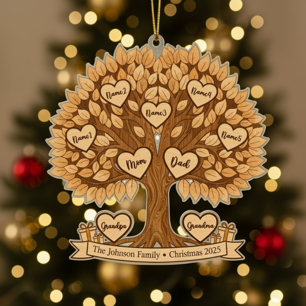Family Tree Personalized Acrylic Ornament for Family