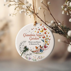 Butterfly Garden Ceramic Ornament for Grandma or Nana – Personalized Name Memory Keepsake