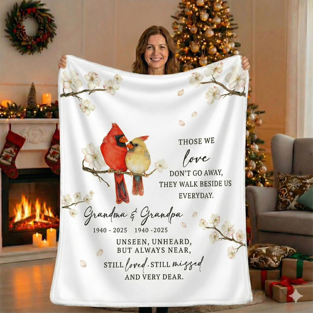 Grandma Grandpa Memorial Blanket – Personalized Sympathy Gift