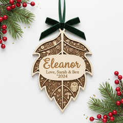 Leaf Garden Wooden Ornament for Grandma – Personalized Name Grandkids and Year Keepsake