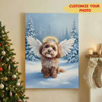 Personalized Winter Angel Pet Memorial Canvas - Custom Dog Portrait Art Print