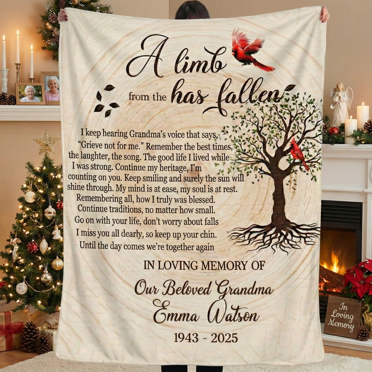 Custom Grandma Memorial Blanket | Personalized Sympathy Gift