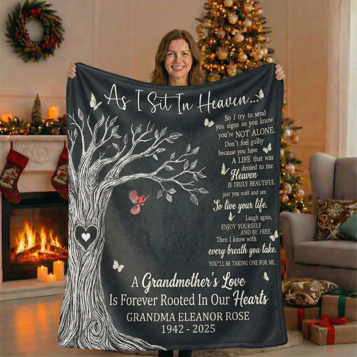 Grandma Memorial Personalized Blanket – Custom Name & Year Gift