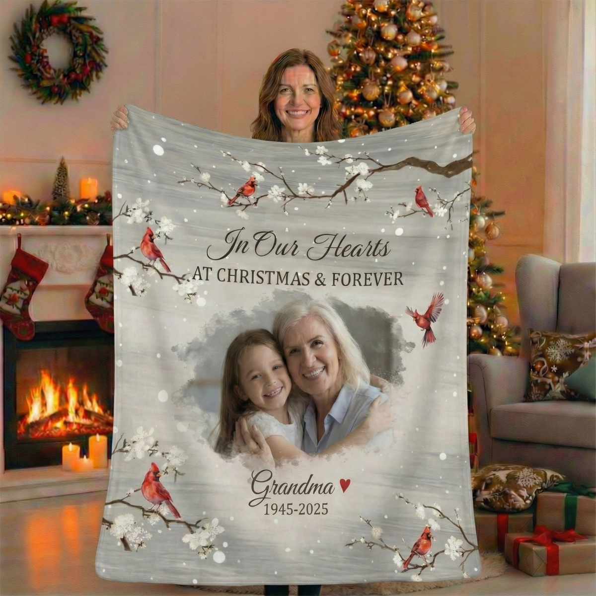 Grandma Memorial Personalized Blanket – Custom Photo & Name