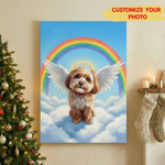 Rainbow Bridge Pet Memorial Canvas - Personalized Angel Dog Portrait Wall Art