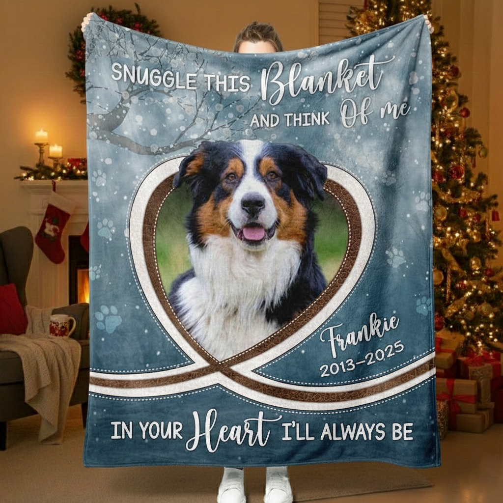 Personalized Pet Remembrance Comfort Blanket - Winter Snow Design Custom Gift