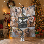In Loving Memory Dog Photo Collage Blanket - Black Center Custom Tribute