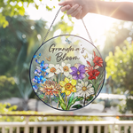 Mother’s Day Stained Glass Suncatcher Ornament for Grandma – Personalized Garden Bloom Keepsake