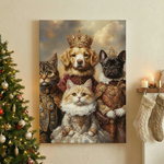 Personalized Multi-Pet Royal Canvas - Custom Photo King & Queen Pet Portrait Gift