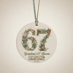 Grandma’s 67 Blooms Ceramic Ornament – Personalized Year Floral 67 Christmas Keepsake