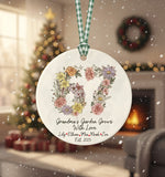 Grandma’s Garden 67 Blooms Ceramic Ornament – Personalized Grandkids Birth Flower Keepsake