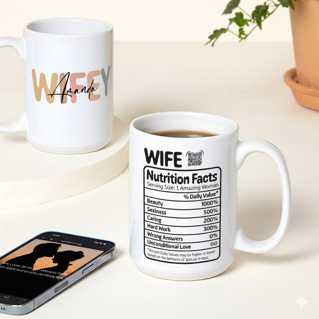 Personalized WIFEY Name with Interactive QR Mug