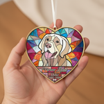 Personalized Stained Glass Dog Memorial Heart Ornament | Custom Pet Loss Suncatcher