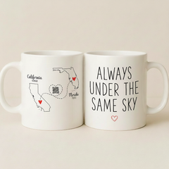 Personalized Names with Always Under The Same Sky Long Distance Couple QR Mug