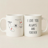 Personalized Names with I Love You Always and Forever Long Distance Couple QR Mug