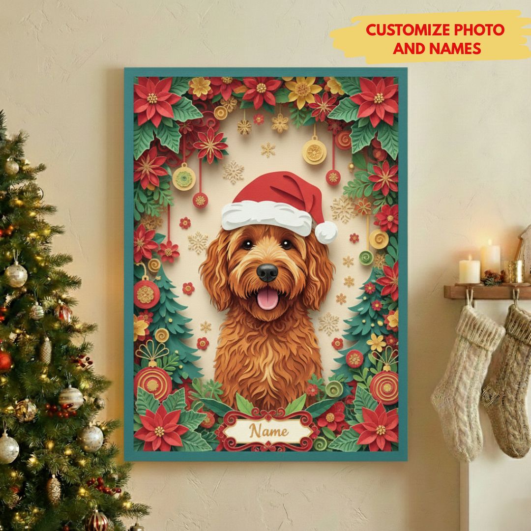 Personalized 3D Paper Cut Pet Portrait - Dog Memorial Christmas & Rainbow Art