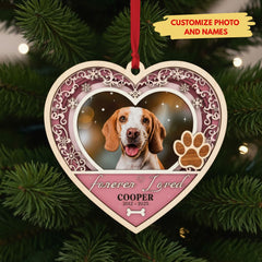 Memorial Heart Paw Ornament for Pet Lovers – Custom Photo Wooden Keepsake