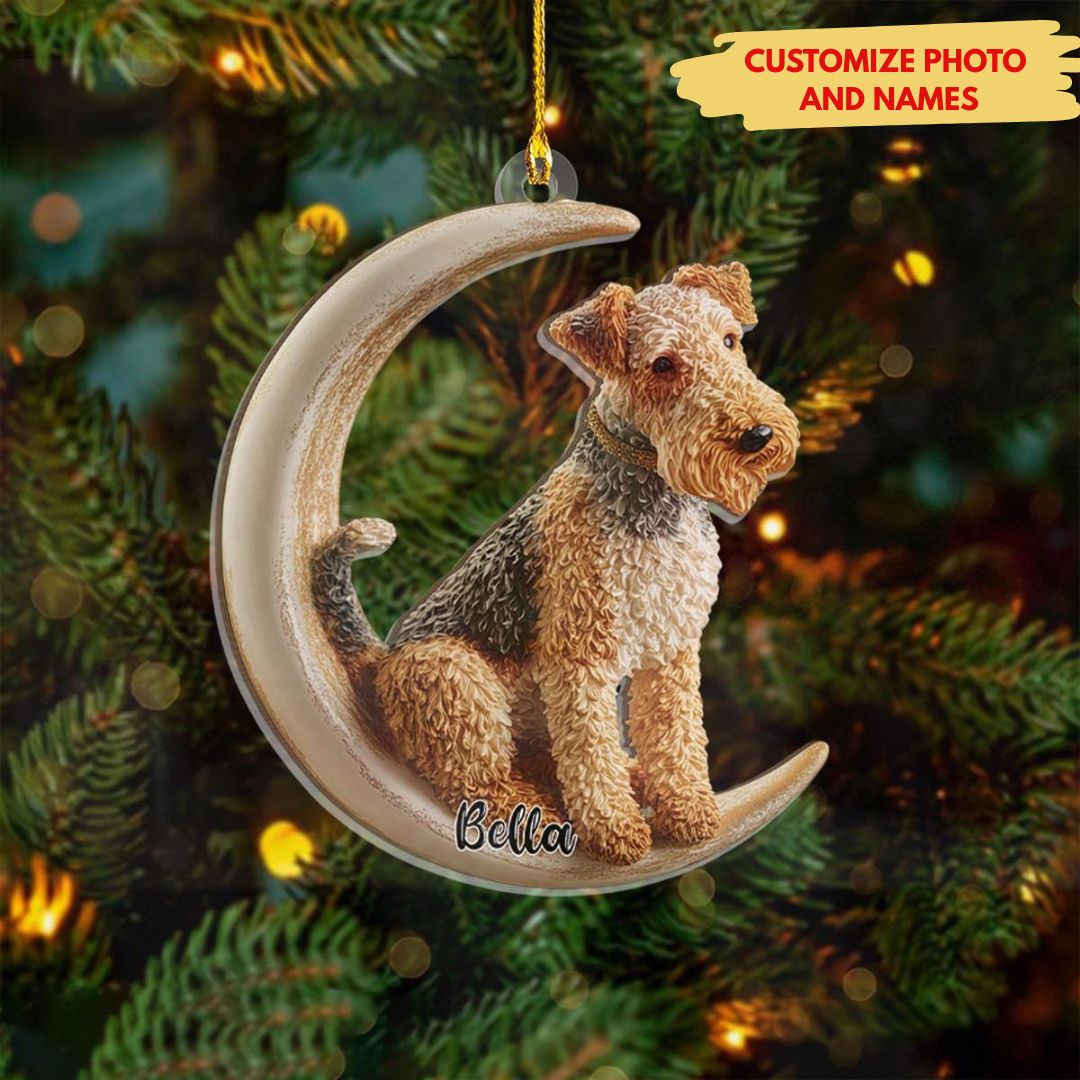 Dog Loss Sympathy Gift Ornament - Pet On The Moon Christmas Tree Decor