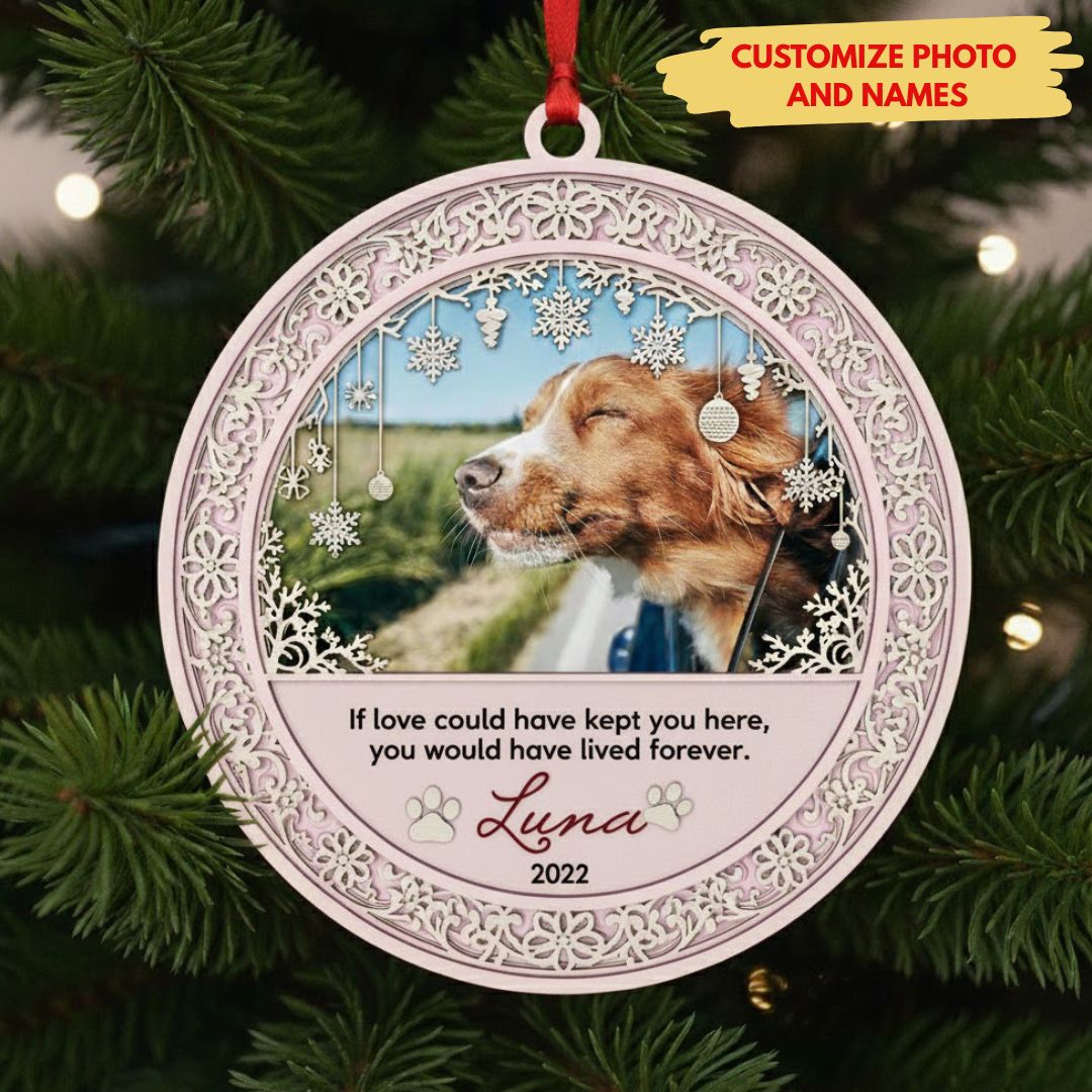 Memorial Snowflake Frame Ornament for Pet Lovers – Custom Photo Wooden Keepsake