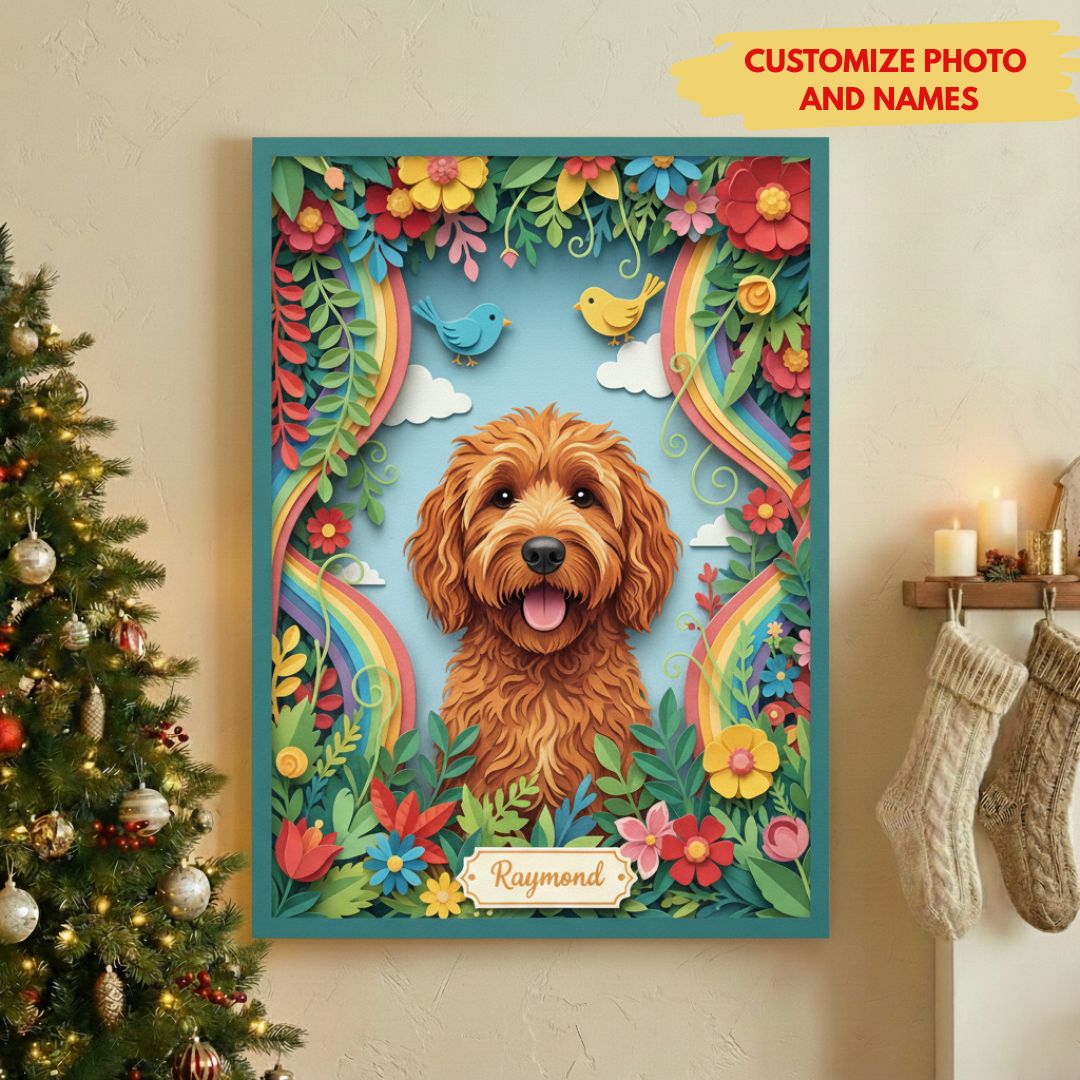 Vibrant Dog Loss Sympathy Gift - Custom Pet Remembrance Wall Art w/ Flowers