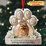 Memorial Love Paw Ornament for Pet Lovers – Custom Photo Acrylic Keepsake