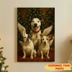 In Loving Memory Pet Portrait Canvas - Custom Photo 3 Dogs with Angel Wings