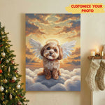Personalized Pet Angel Portrait Canvas - Heaven Clouds & Angel Wings Keepsake