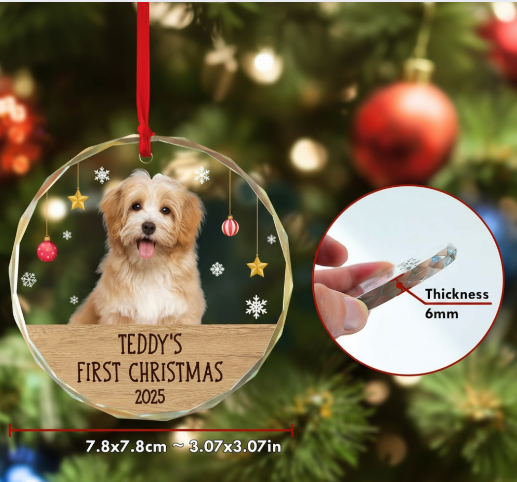 Personalized Photo Dog's First Christmas Ornament
