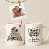 Personalized Christmas Couple Mug with QR Code – Funny Love Story Holiday Gift