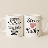 Personalized Drinking Coffee Together Interactive QR Mug with Name and Year