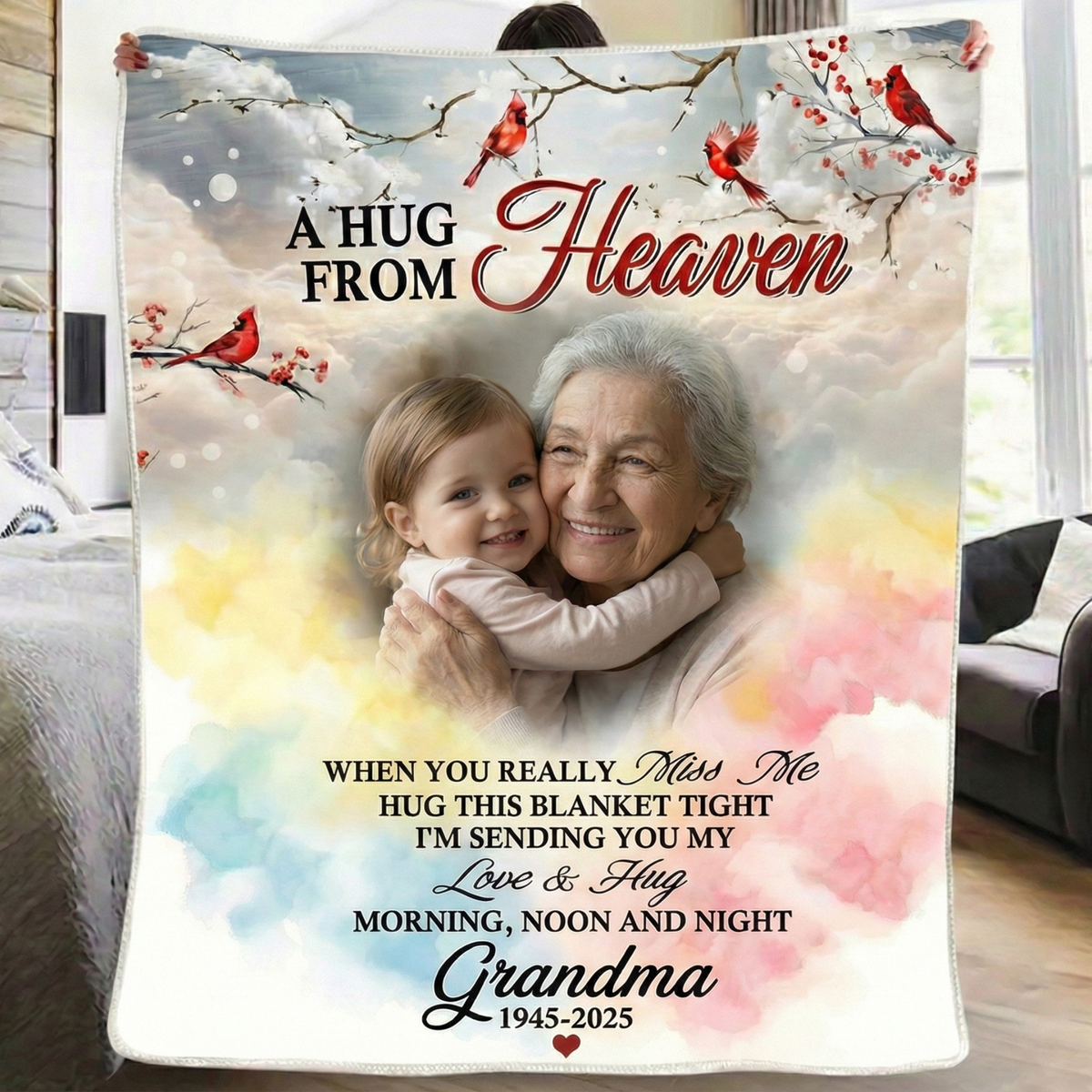 Grandma Memorial Photo Blanket | Custom Sympathy Gift