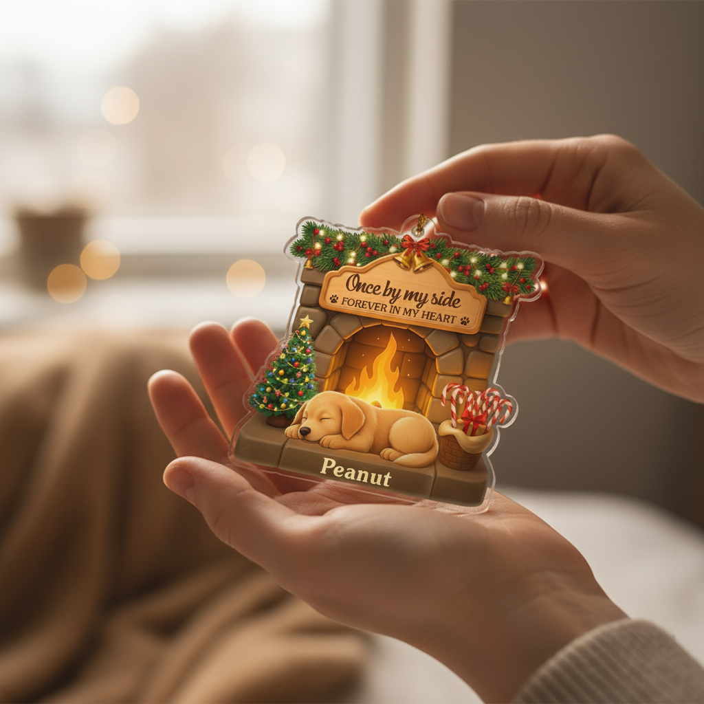 Memorial Fireplace Ornament for Pet Lovers – Custom Name Acrylic Keepsake