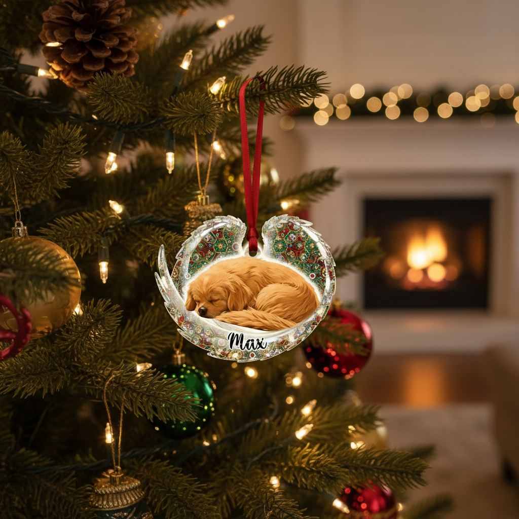 Memorial Mosaic Wings Ornament for Pet Lovers – Custom Photo Acrylic Keepsake