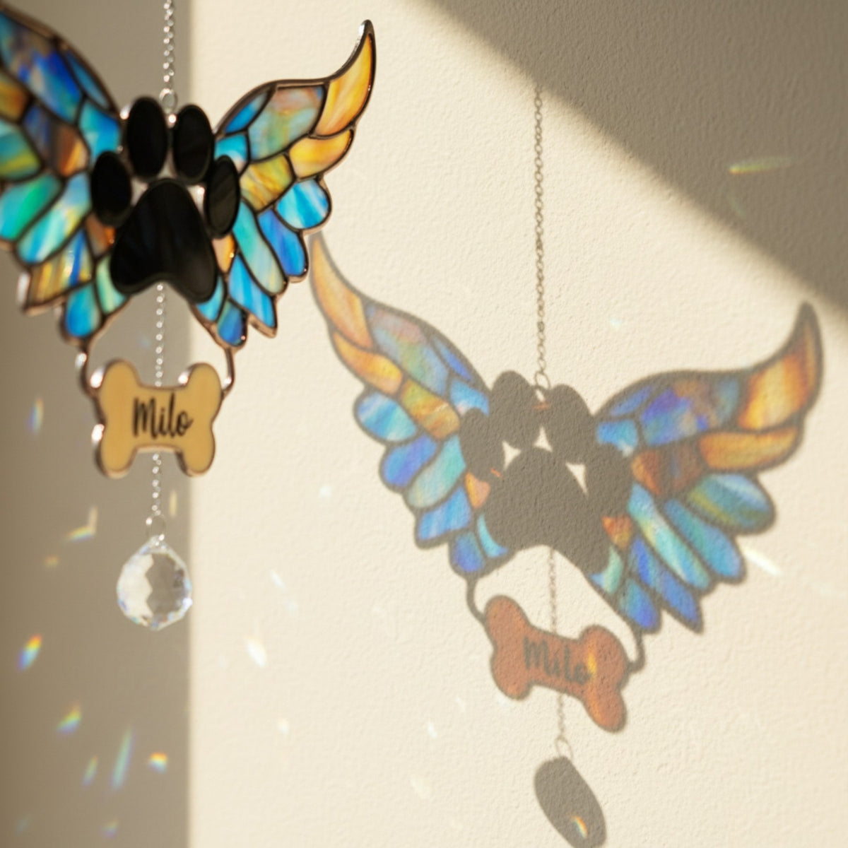 Angel Wings Paw Print Suncatcher Ornament