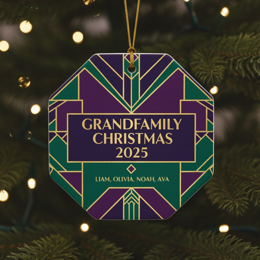 Art Deco Grandfamily Personalized Ornament