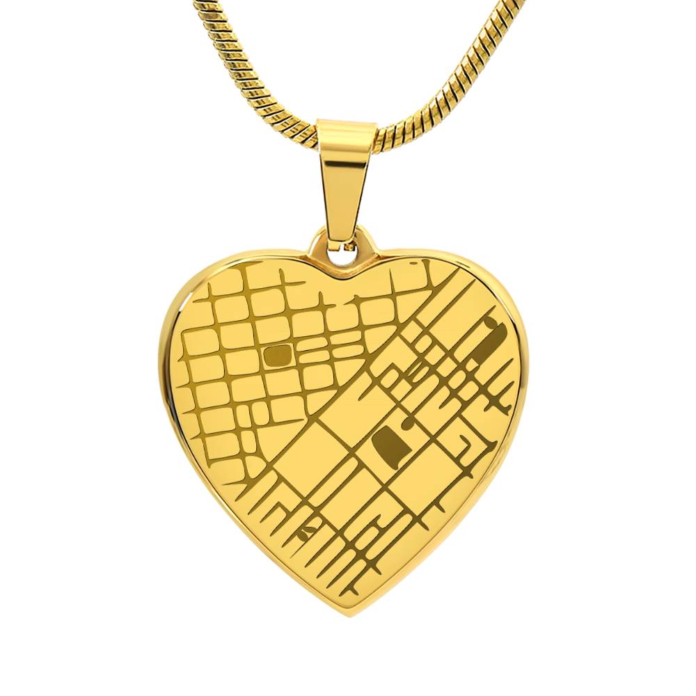 Engraved Heart Map Necklace