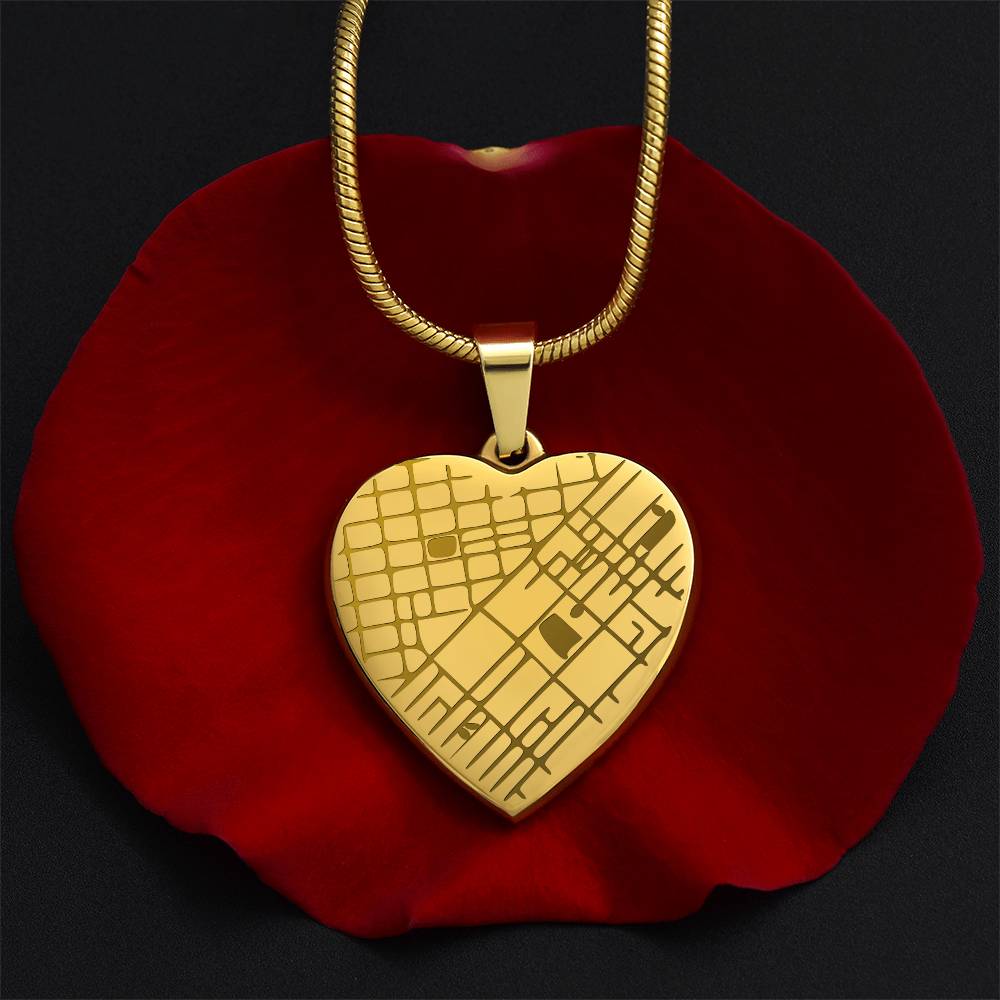 Engraved Heart Map Necklace