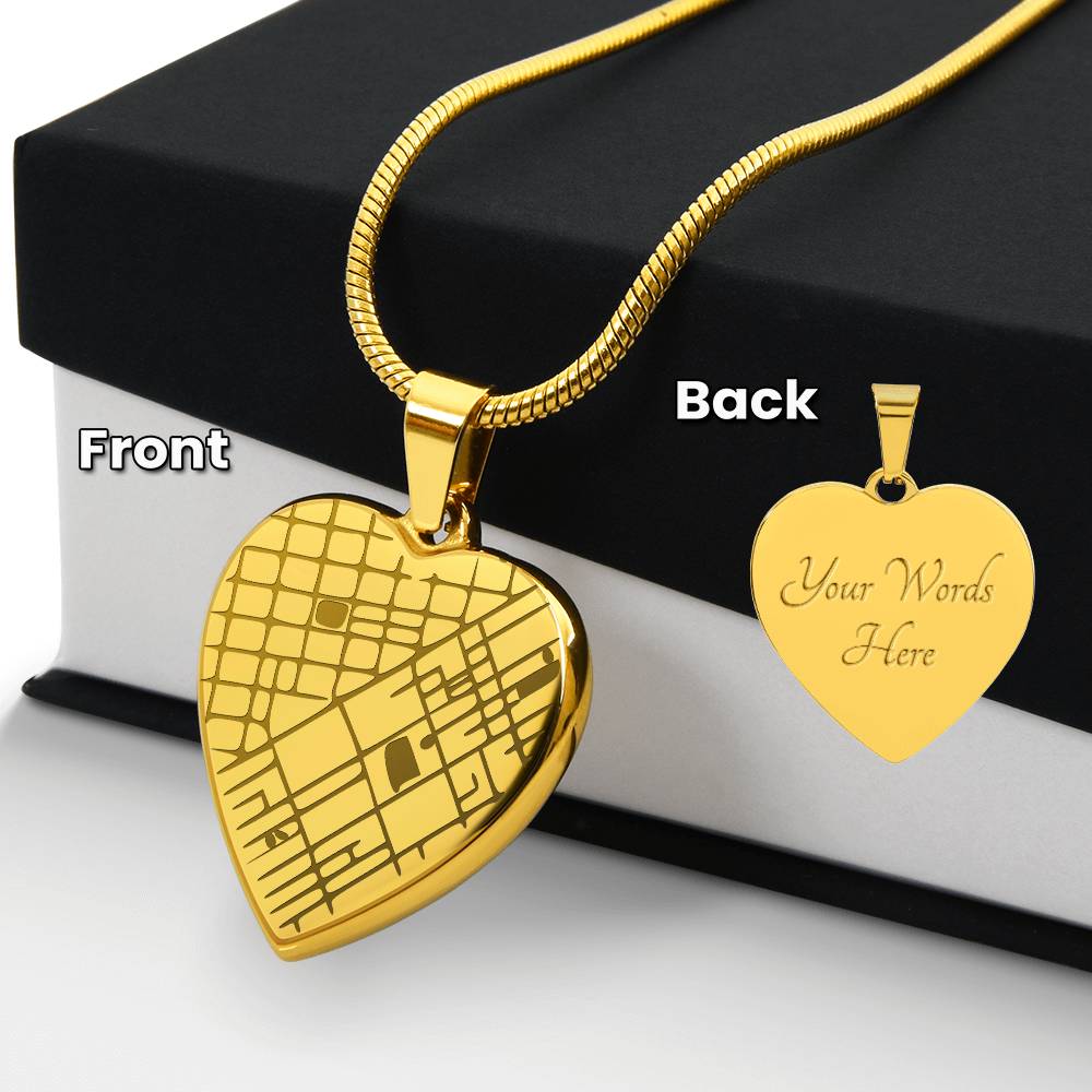 Engraved Heart Map Necklace