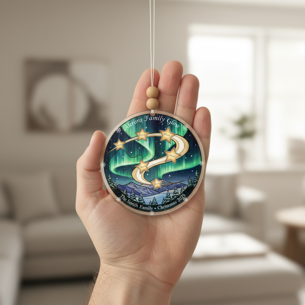 Aurora Lights Personalized Family Acrylic Ornament