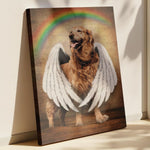 Rainbow Bridge Angel Dog Memorial Canvas - Personalized Photo & Wings Keepsake