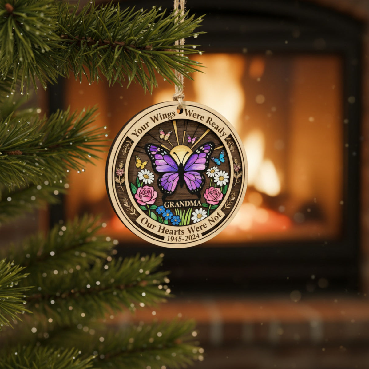 Butterfly Memorial Wooden Ornament for Grandma – Memorial Gift