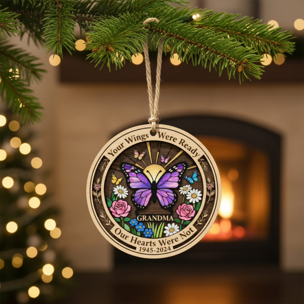 Butterfly Memorial Wooden Ornament for Grandma – Memorial Gift