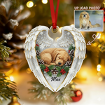 Personalized Pet Loss Angel Wings Ornament | Custom Photo Dog Memorial Keepsake