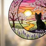 Cherry Blossom Sunset Pet Memorial Suncatcher Ornament