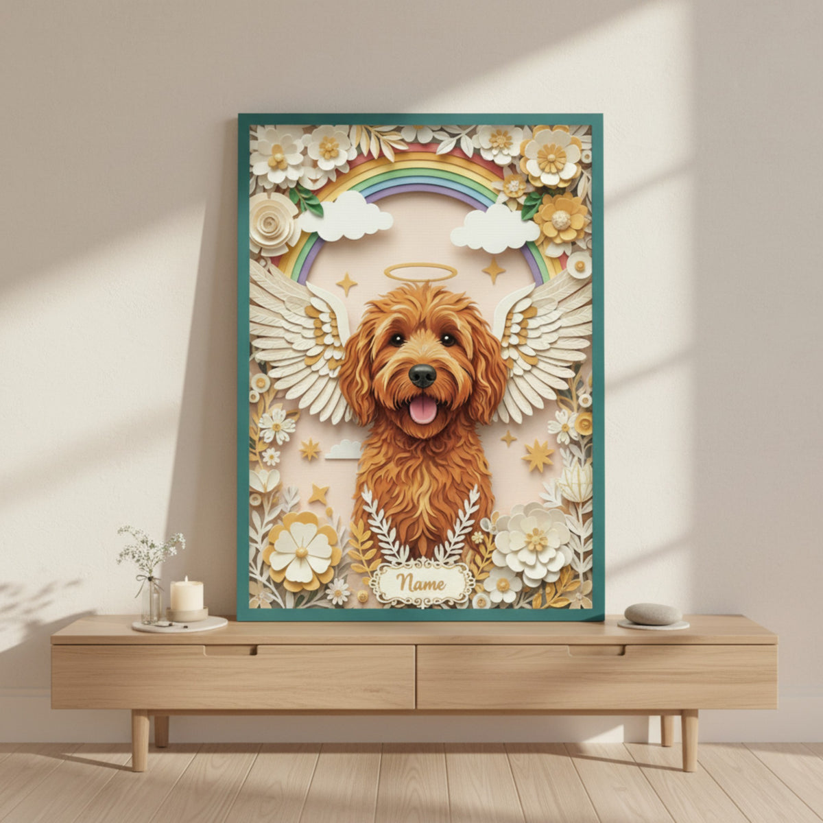Custom Dog Loss Sympathy Gift - Layered 3D Paper Cut Dog Canvas Wall Art Keepsake